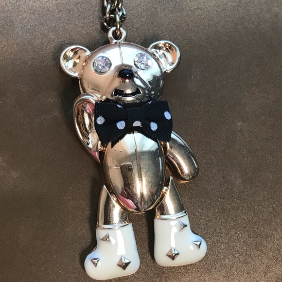 Gold Articulating Teddy Bear Crystal Long Necklace - Picture 4 of 4